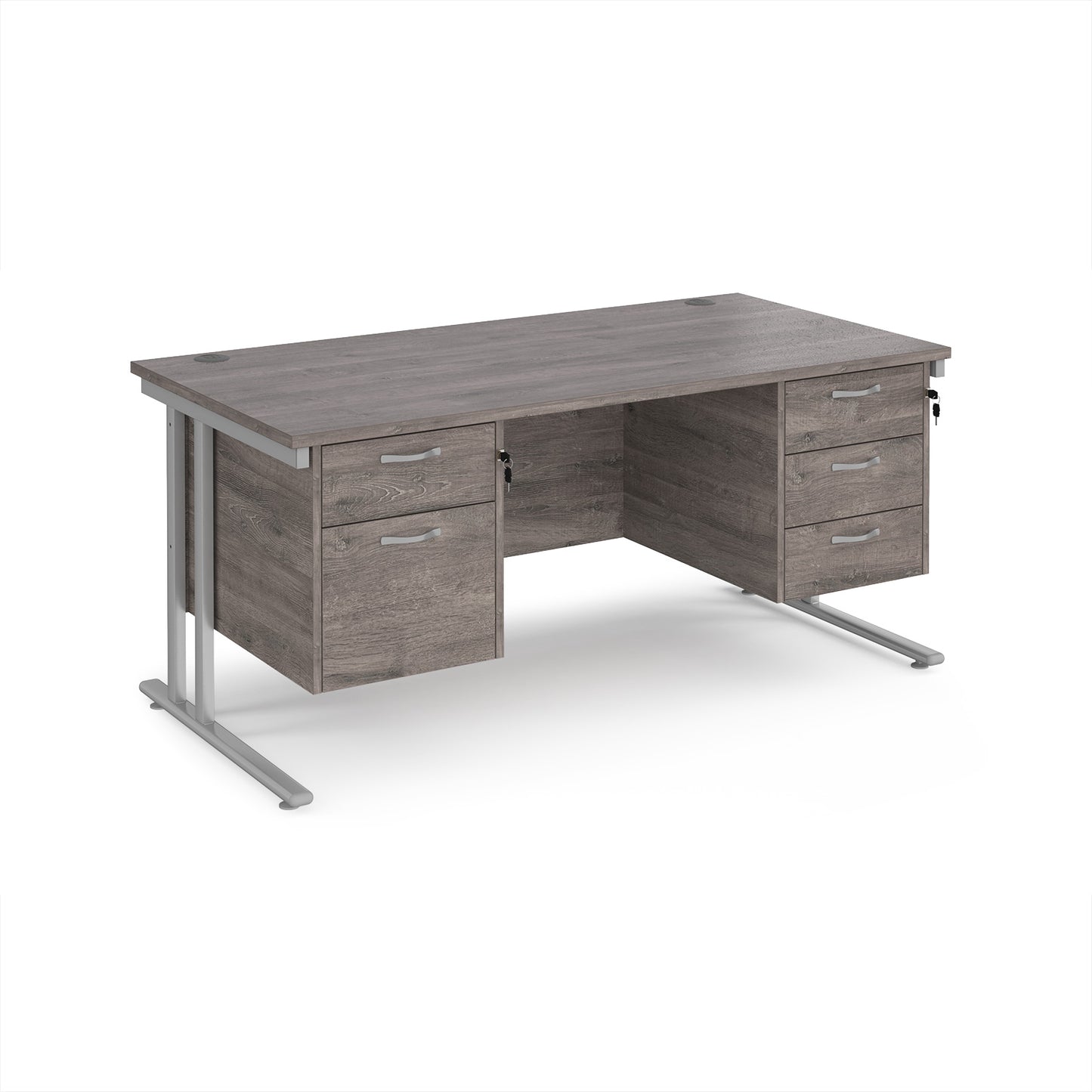 Maestro 25 cantilever 800mm deep desk with 2 & 3 drawer peds - MC16P23SGO