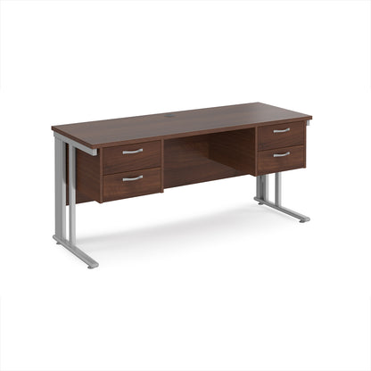 Maestro 25 cable managed 600mm deep desk with 2 x 2 drawer peds - MCM616P22SW