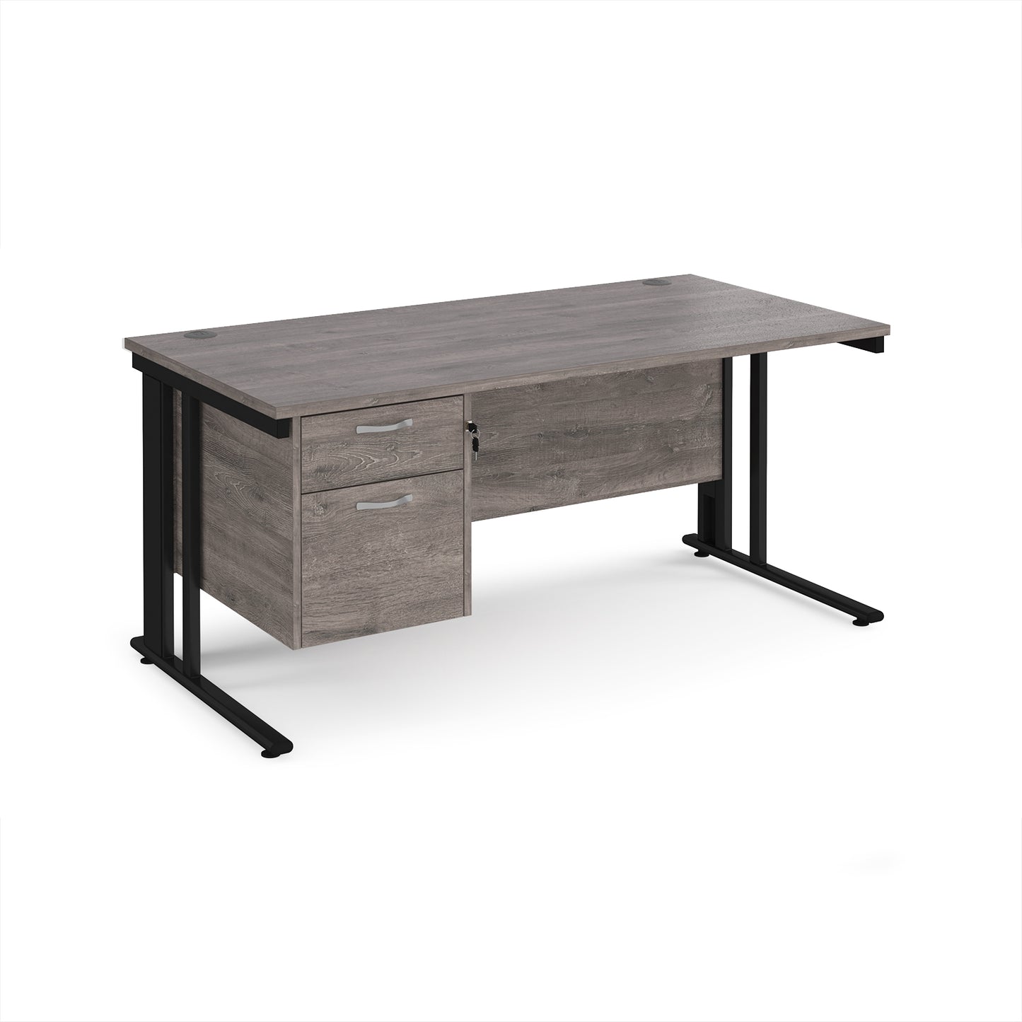Maestro 25 cable managed 800mm deep desk with 2 drawer ped - MCM16P2KGO