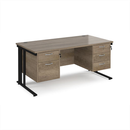 Maestro 25 cable managed 800mm deep desk with 2 & 3 drawer peds - MCM16P23KNO