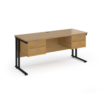 Maestro 25 cantilever 600mm deep desk with 2 x 2 drawer peds - MC616P22KO