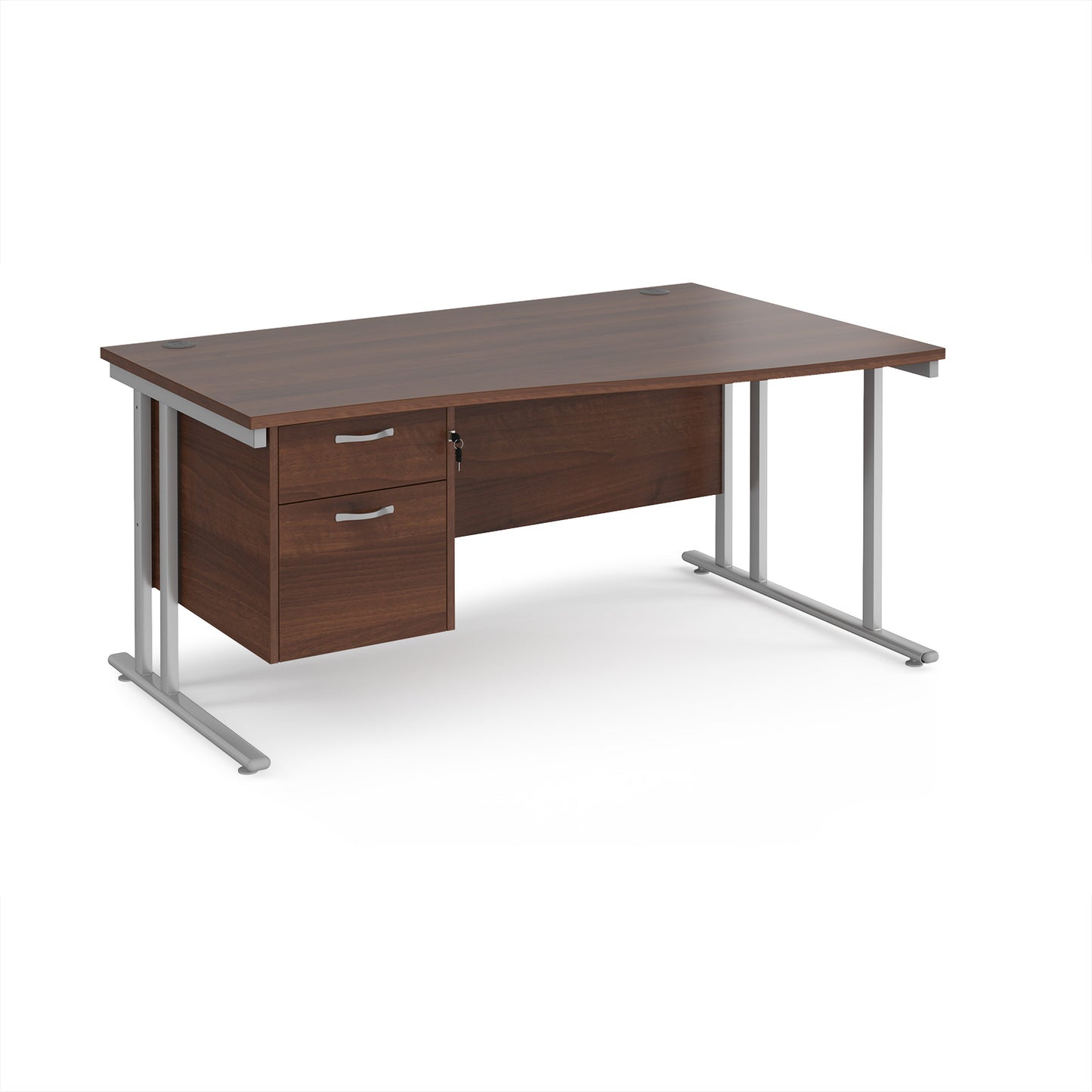 Maestro 25 cantilever right hand wave desk with 2 drawer ped - MC16WRP2SW