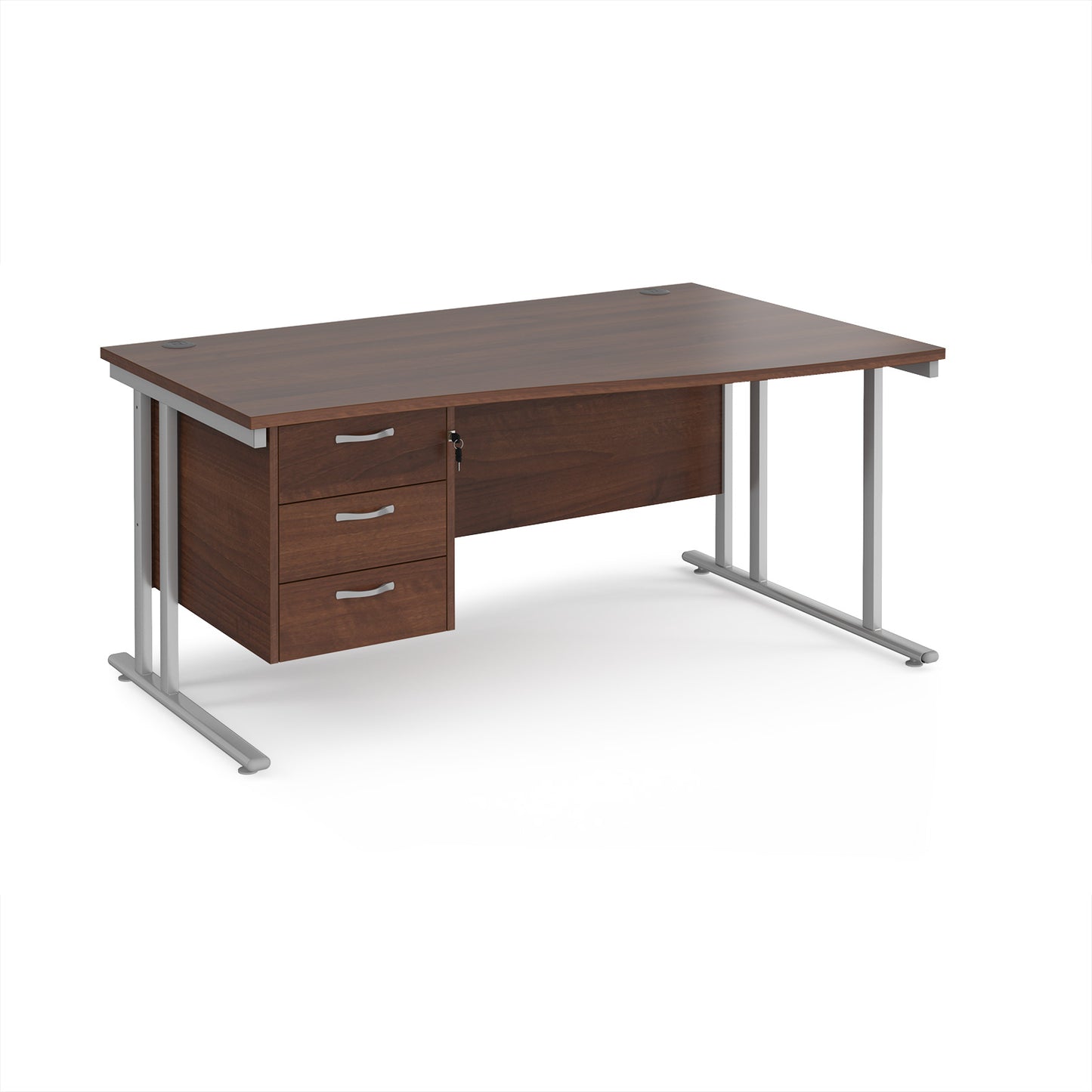 Maestro 25 cantilever right hand wave desk with 3 drawer ped - MC16WRP3SW