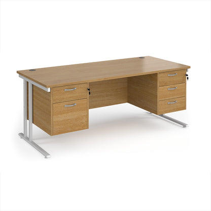Maestro 25 cantilever 800mm deep desk with 2 & 3 drawer peds - MC18P23WHO