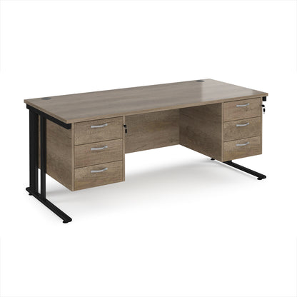 Maestro 25 cable managed 800mm deep desk with 2 x 3 drawer peds - MCM18P33KNO