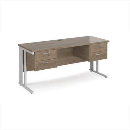 Maestro 25 cable managed 600mm deep desk with 2 x 2 drawer peds - MCM616P22WHNO
