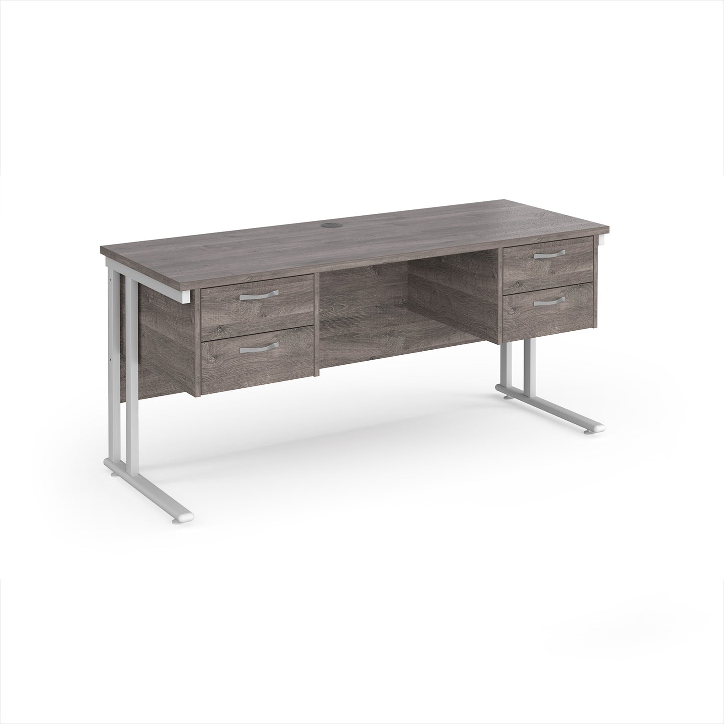 Maestro 25 cantilever 600mm deep desk with 2 x 2 drawer peds - MC616P22WHGO