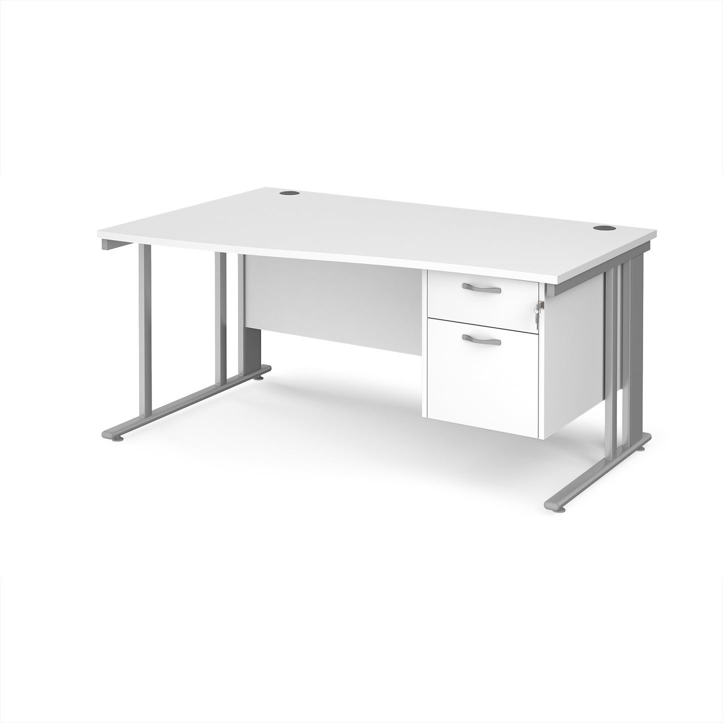 Maestro 25 cable managed left hand wave desk with 2 drawer ped - MCM16WLP2SWH