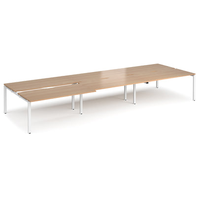 Adapt sliding top triple B2B desks 1600mm deep - STE4816-WH-B