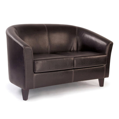 Medium Back Tub Style Two Seater Sofa Upholstered in a durable Leather Effect Finish