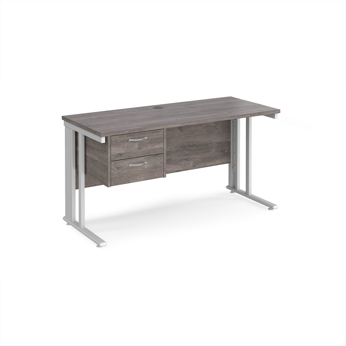 Maestro 25 cable managed 600mm deep desk with 2 drawer ped - MCM614P2WHGO