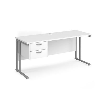 Maestro 25 cantilever 600mm deep desk with 2 drawer ped - MC616P2SWH