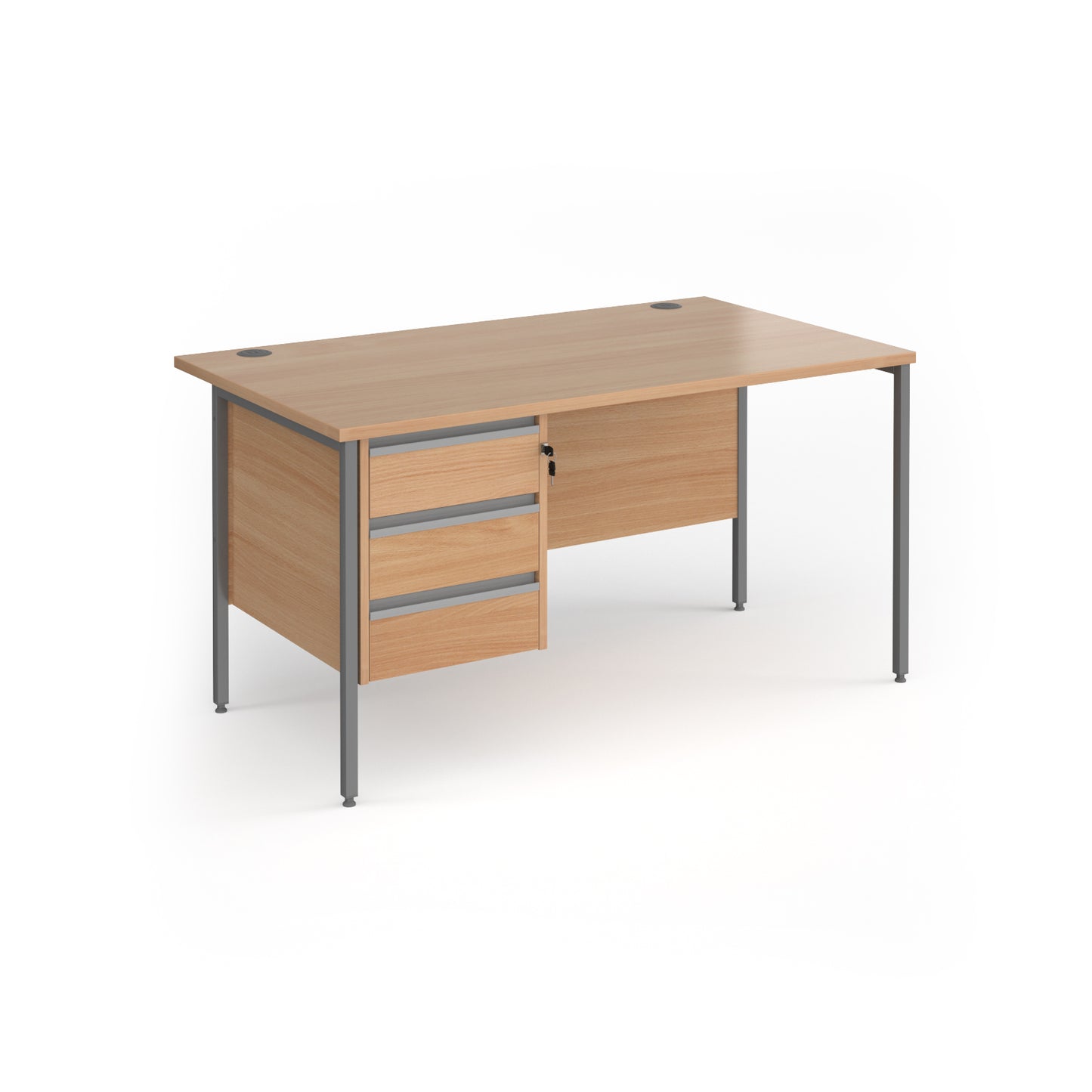 Contract 25 H-Frame straight desk with 3 drawer pedestal - CH14S3-G-B
