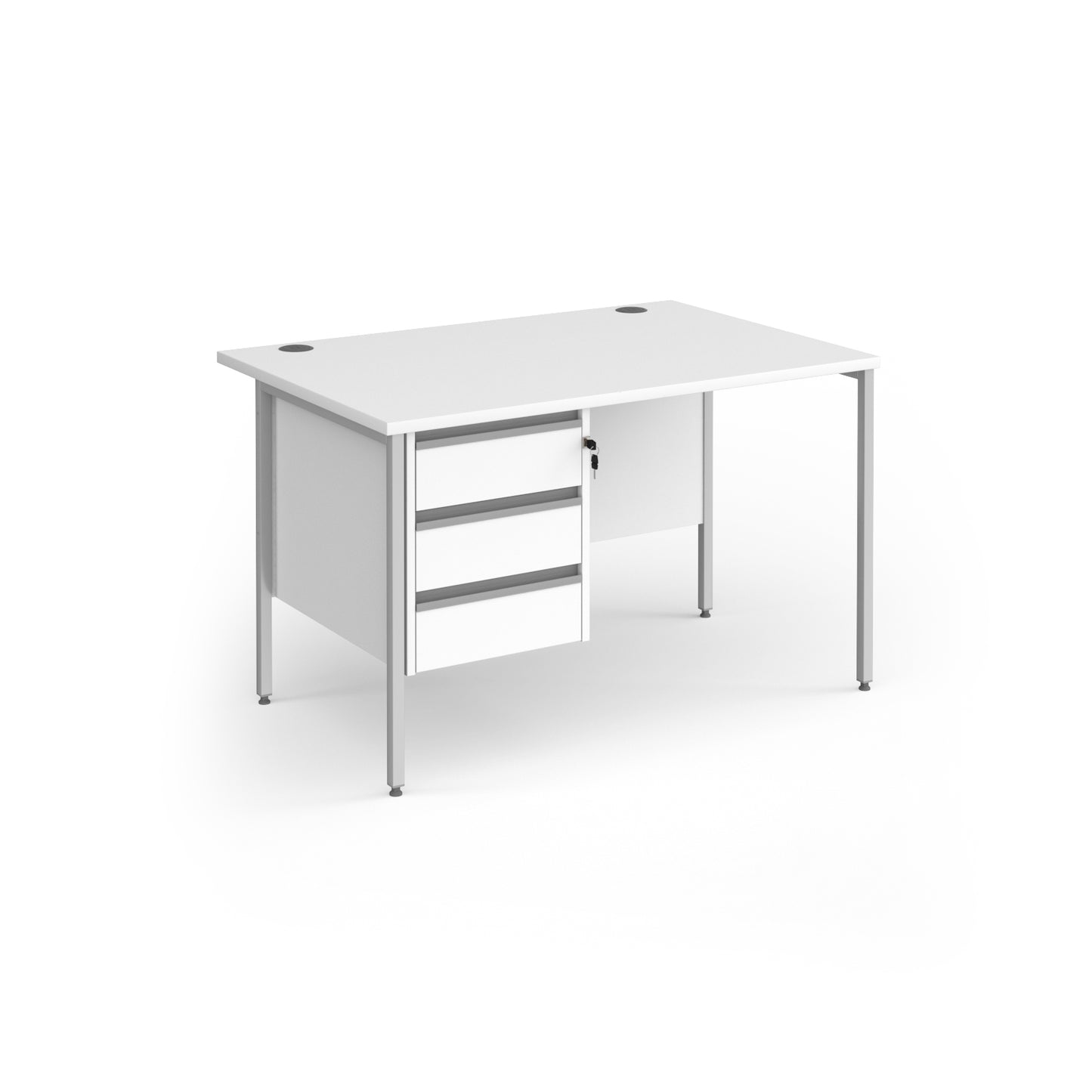 Contract 25 H-Frame straight desk with 3 drawer pedestal - CH12S3-S-WH