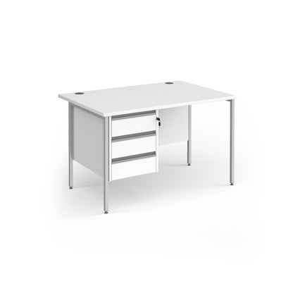 Contract 25 H-Frame straight desk with 3 drawer pedestal - CH12S3-S-WH