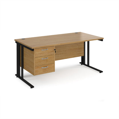 Maestro 25 cable managed 800mm deep desk with 3 drawer ped - MCM16P3KO