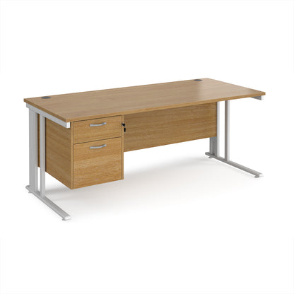 Maestro 25 cable managed 800mm deep desk with 2 drawer ped - MCM18P2WHO