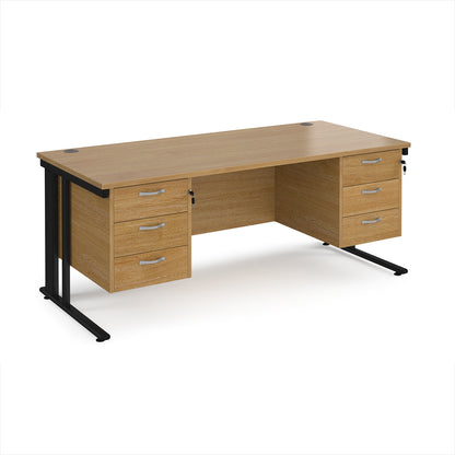 Maestro 25 cable managed 800mm deep desk with 2 x 3 drawer peds - MCM18P33KO