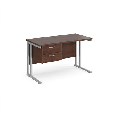Maestro 25 cantilever 600mm deep desk with 2 drawer ped - MC612P2SW