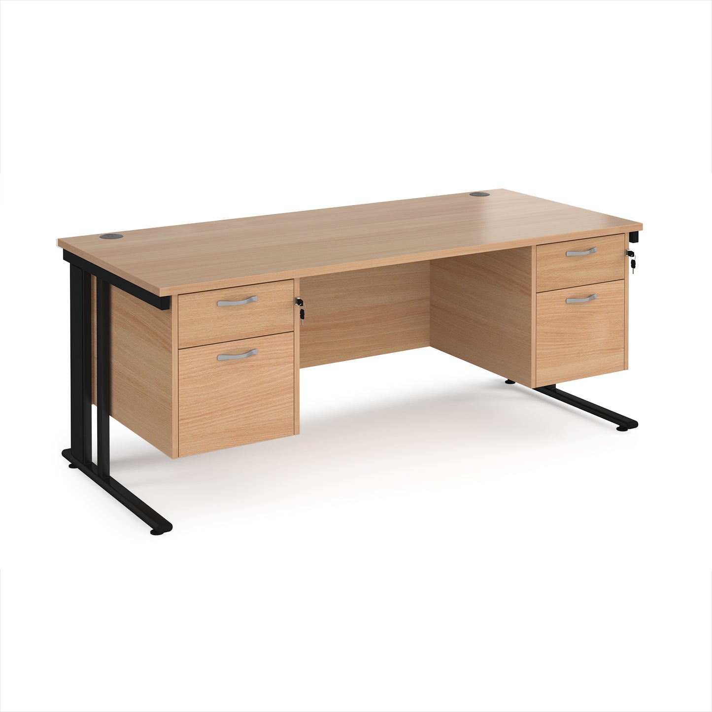 Maestro 25 cable managed 800mm deep desk with 2 x 2 drawer peds - MCM18P22KB