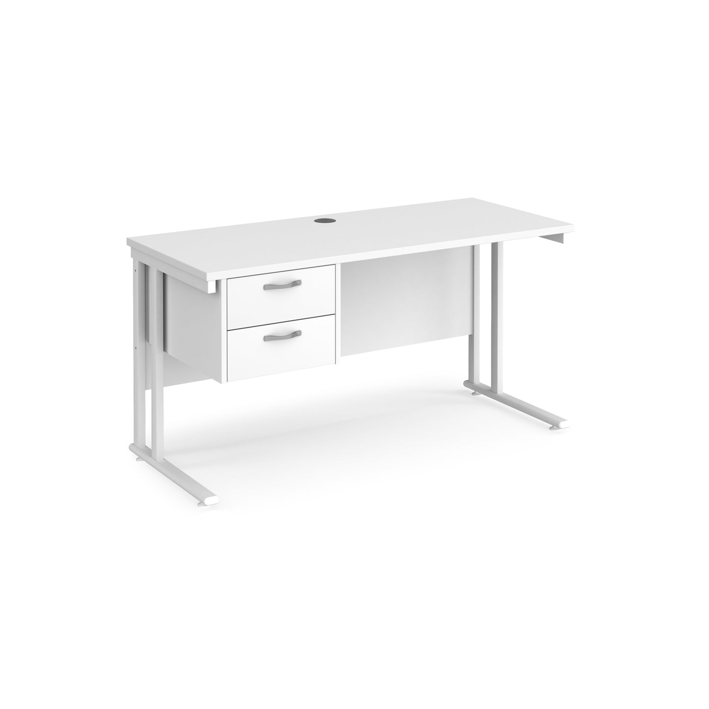 Maestro 25 cantilever 600mm deep desk with 2 drawer ped - MC614P2WHWH