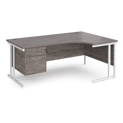 Maestro 25 cantilever right hand ergonomic desk with 2 drawer ped - MC18ERP2WHGO
