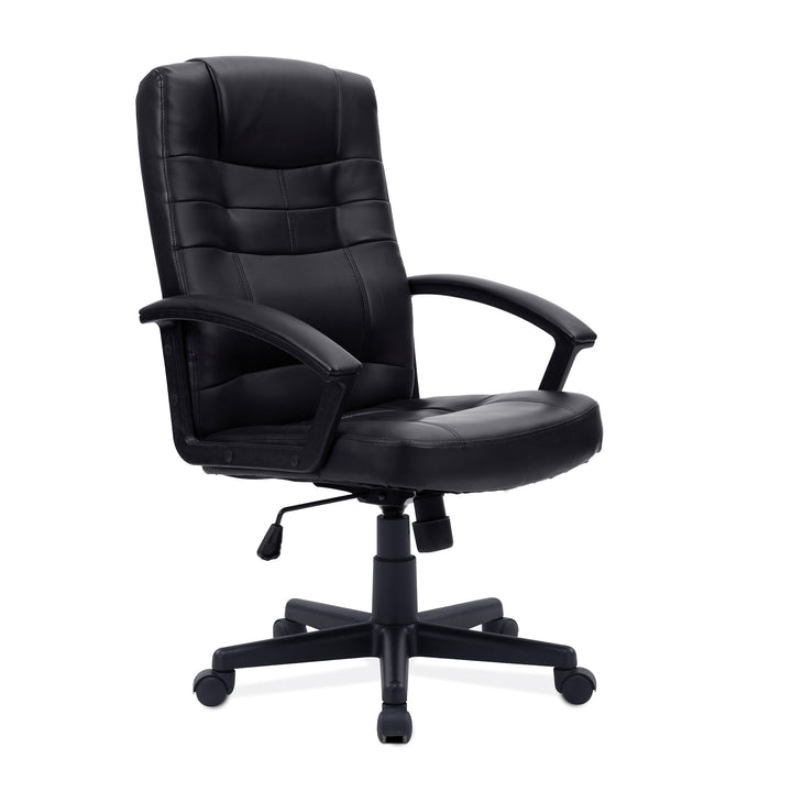High Back Leather Effect Executive Armchair with Integral Headrest