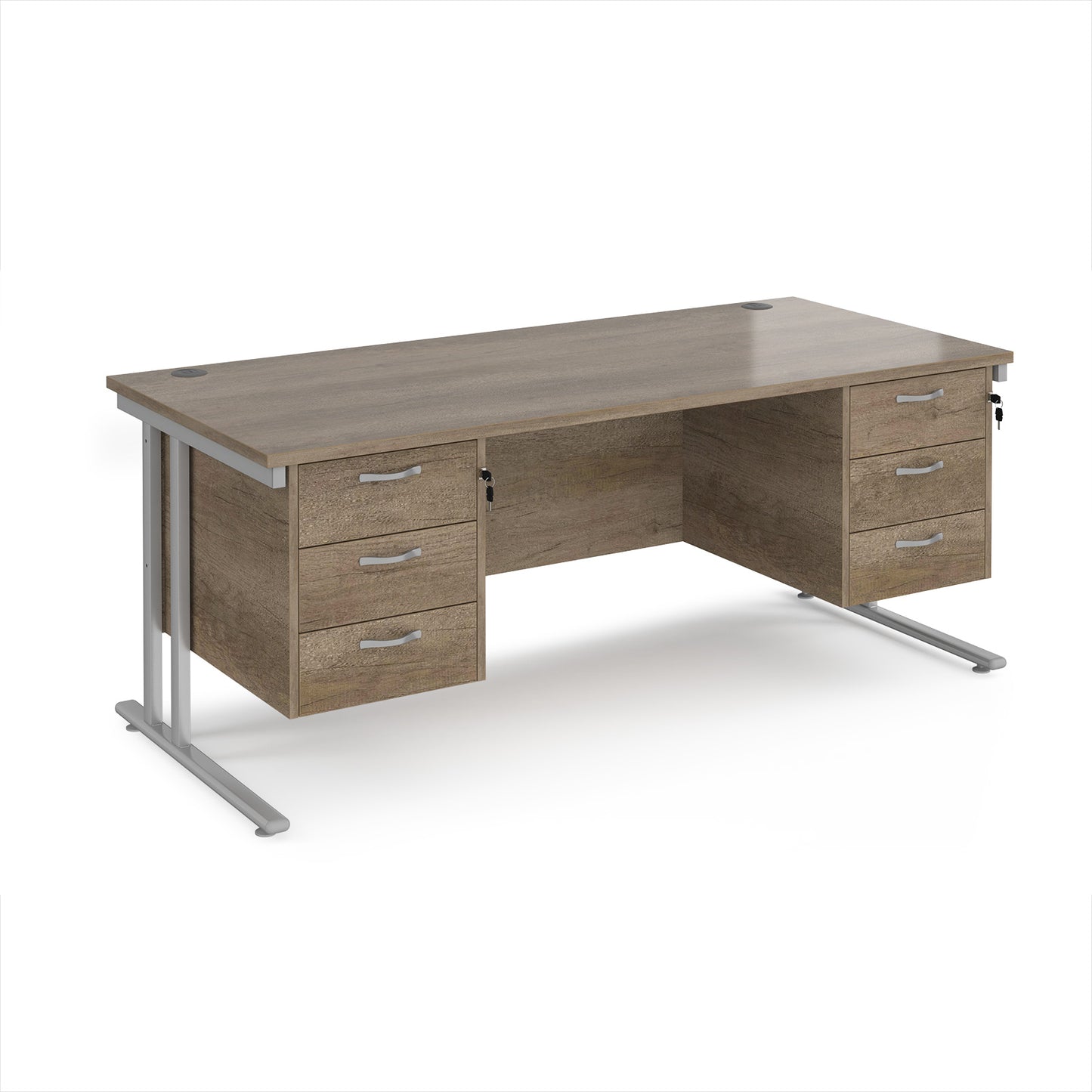 Maestro 25 cantilever 800mm deep desk with 2 x 3 drawer peds - MC18P33SNO