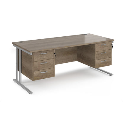 Maestro 25 cantilever 800mm deep desk with 2 x 3 drawer peds - MC18P33SNO