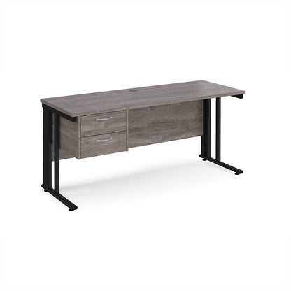 Maestro 25 cable managed 600mm deep desk with 2 drawer ped - MCM616P2KGO