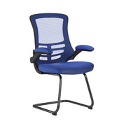 Designer High Back Mesh Cantilever Chair with Black Shell, Black Frame and Folding Arms