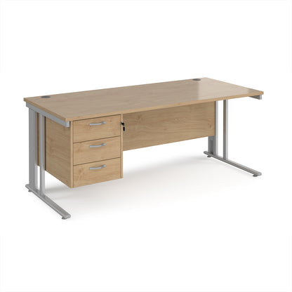 Maestro 25 cable managed 800mm deep desk with 3 drawer ped - MCM18P3SKO