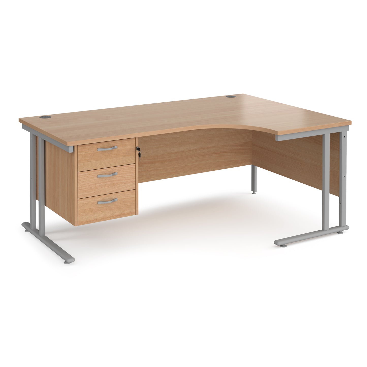 Maestro 25 cantilever right hand ergonomic desk with 3 drawer ped - MC18ERP3SB