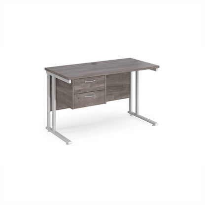Maestro 25 cantilever 600mm deep desk with 2 drawer ped - MC612P2WHGO