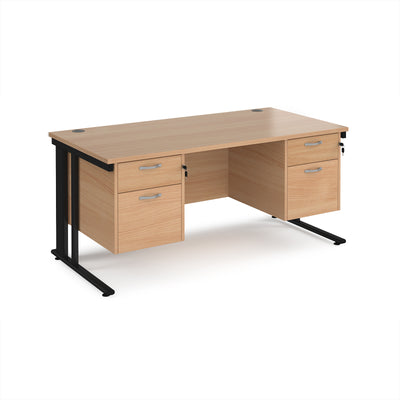 Maestro 25 cable managed 800mm deep desk with 2 x 2 drawer peds - MCM16P22KB