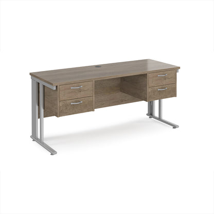 Maestro 25 cable managed 600mm deep desk with 2 x 2 drawer peds - MCM616P22SNO