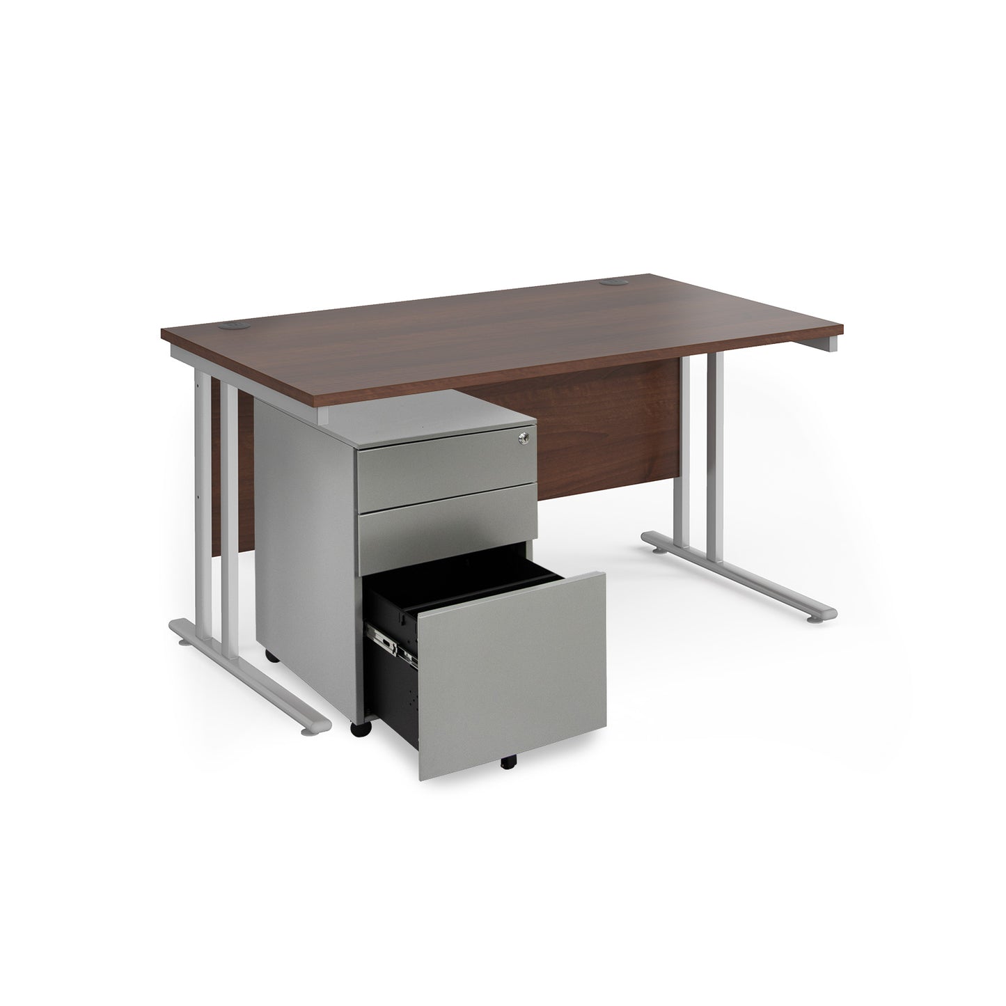 Maestro 25 bundle straight 1400 desk with 3 drawer pedestal - SBS14W