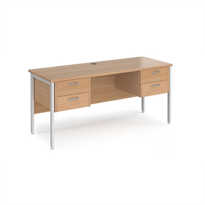Maestro 25 H-Frame 600mm deep desk with 2 x 2 drawer peds - MH616P22WHB