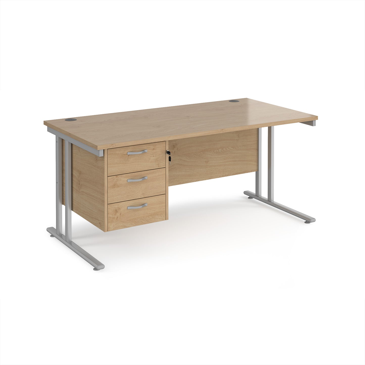 Maestro 25 cantilever 800mm deep desk with 3 drawer ped - MC16P3SKO