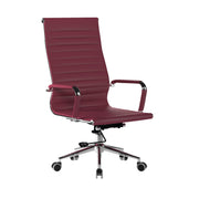 Contemporary High Back Bonded Leather Executive Armchair with Chrome Base