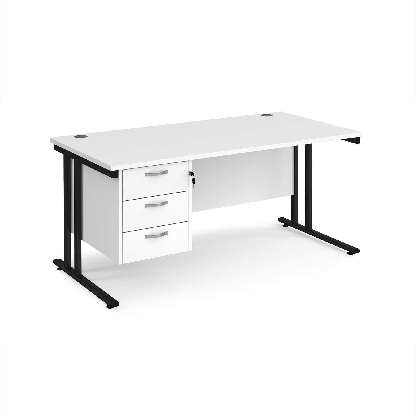 Maestro 25 cantilever 800mm deep desk with 3 drawer ped - MC16P3KWH