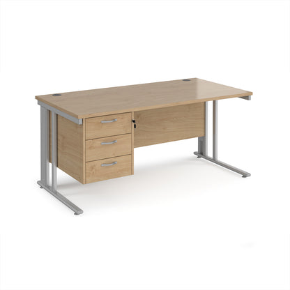 Maestro 25 cable managed 800mm deep desk with 3 drawer ped - MCM16P3SKO
