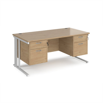Maestro 25 cable managed 800mm deep desk with 2 x 2 drawer peds - MCM16P22WHKO