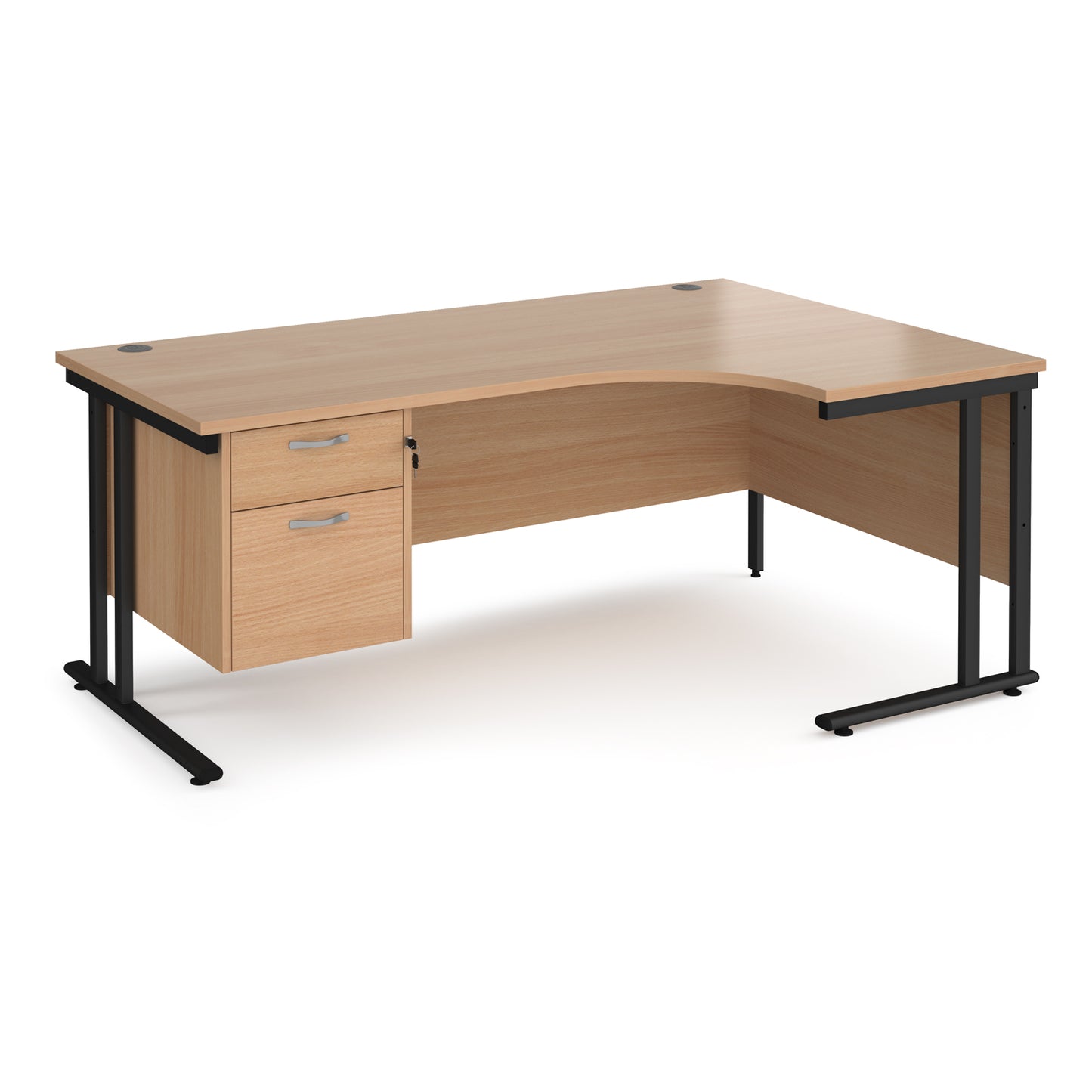 Maestro 25 cantilever right hand ergonomic desk with 2 drawer ped - MC18ERP2KB