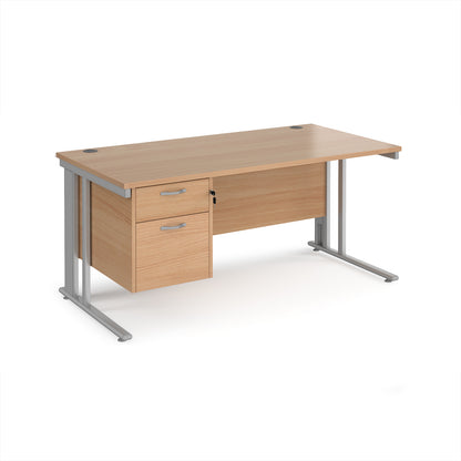 Maestro 25 cable managed 800mm deep desk with 2 drawer ped - MCM16P2SB