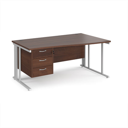 Maestro 25 cable managed right hand wave desk with 3 drawer ped - MCM16WRP3WHW