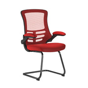 Designer High Back Mesh Cantilever Chair with Black Shell, Black Frame and Folding Arms