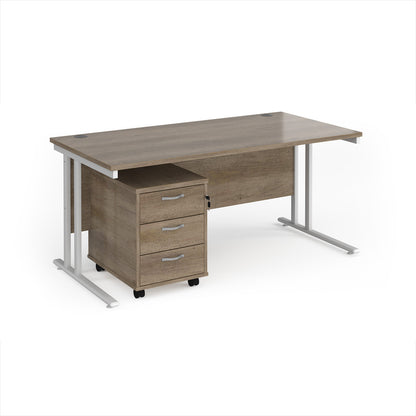 Maestro 25 desk 800mm with 3 drawer pedestal - SBWH316NO