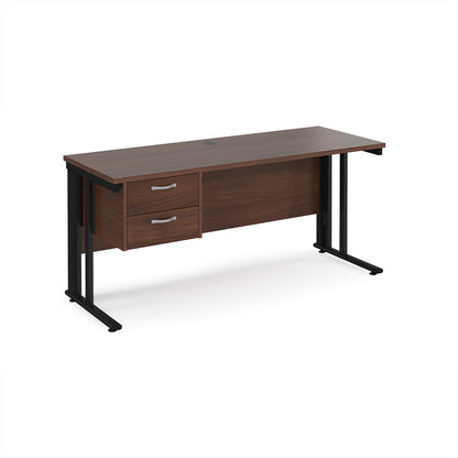 Maestro 25 cable managed 600mm deep desk with 2 drawer ped - MCM616P2KW