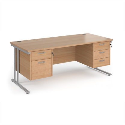 Maestro 25 cantilever 800mm deep desk with 2 & 3 drawer peds - MC18P23SB